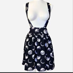 Hot Topic Black and White Suspender Skirt